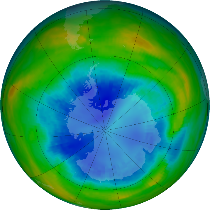 Antarctic ozone map for 27 August 1987